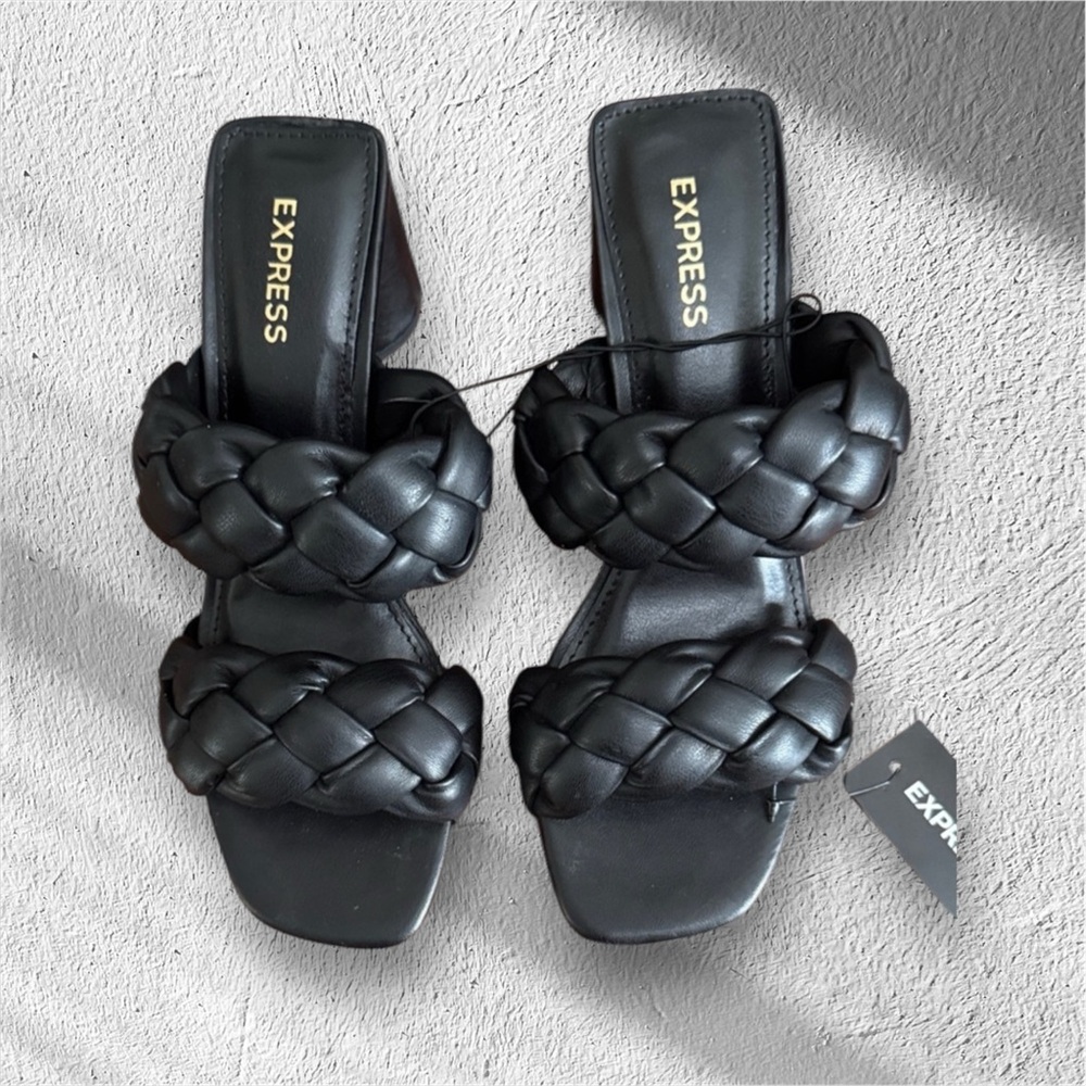 Express Women's Black Braided Heels